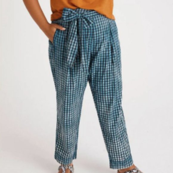 Maeve for Anthropologie Bleached Gingham Pants, 14 - Picture 1 of 15